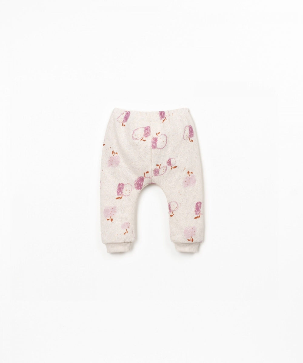 printed jersey trousers - apples - pink