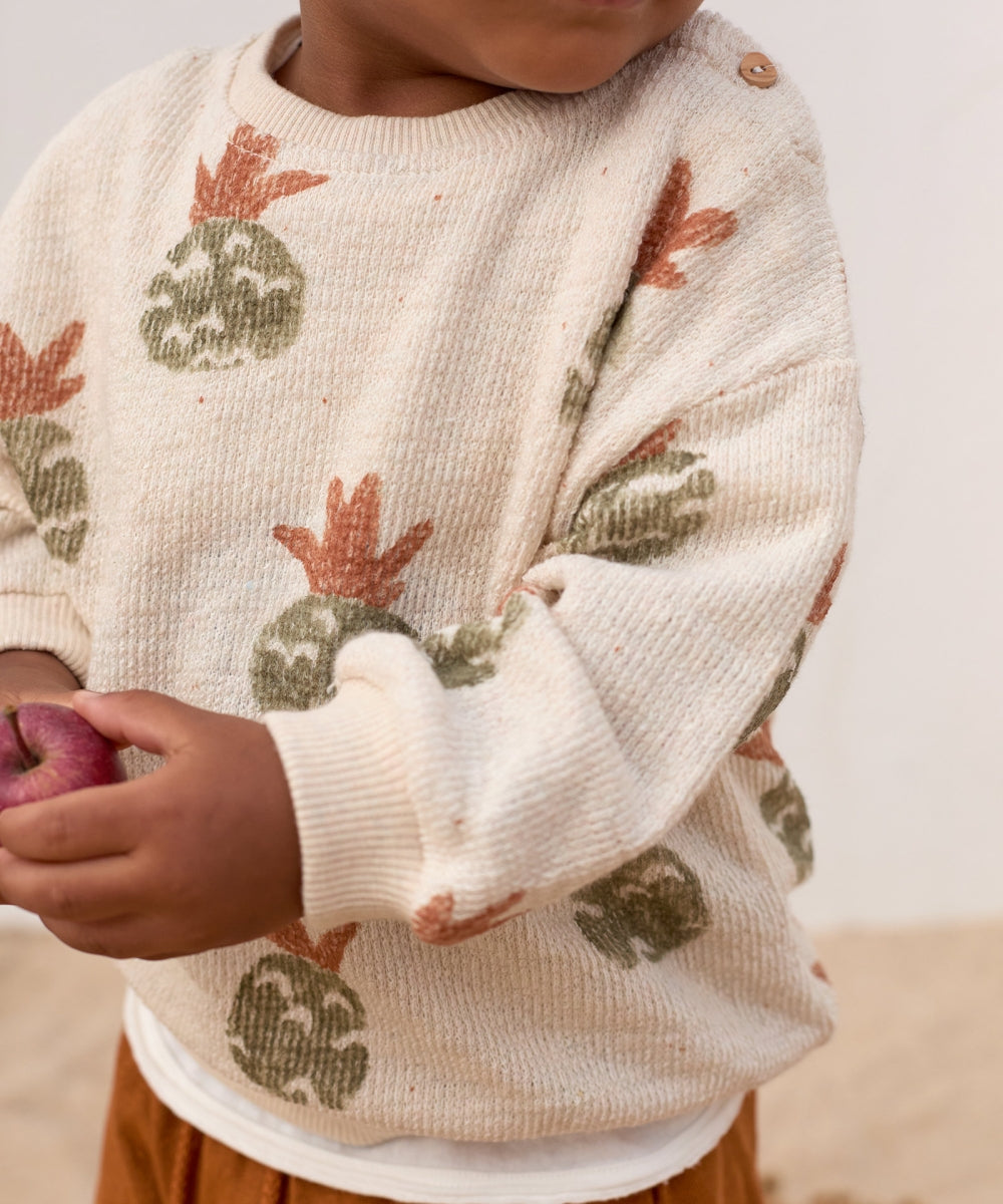 printed jersey sweater - bio resin - ananas