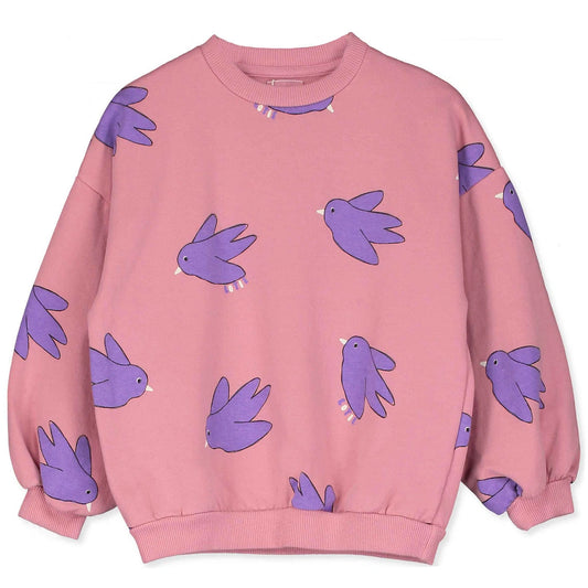 sweatshirt - flowing birds - rose