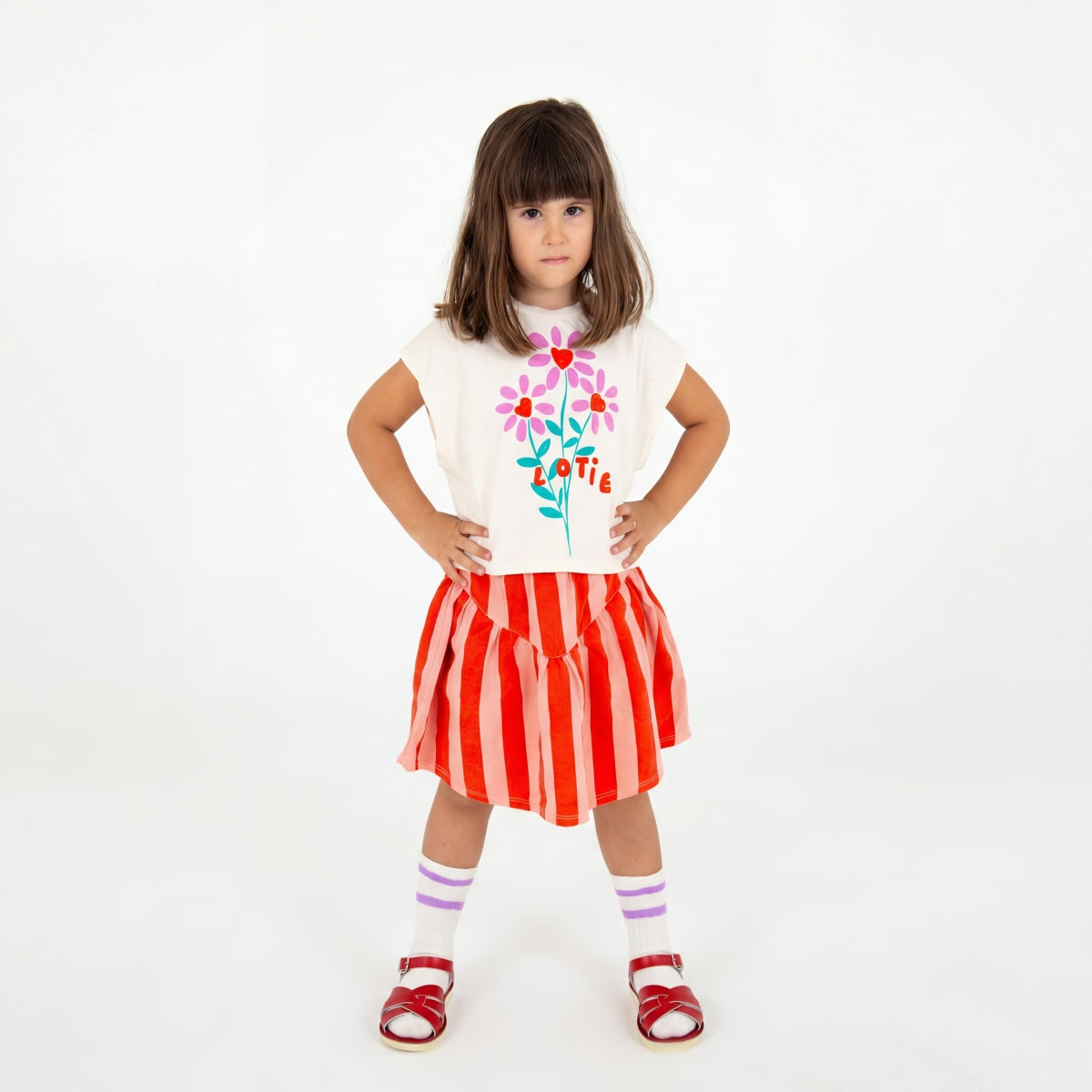 twill skirt - red stripes