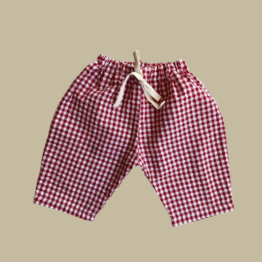 vichy pants - red