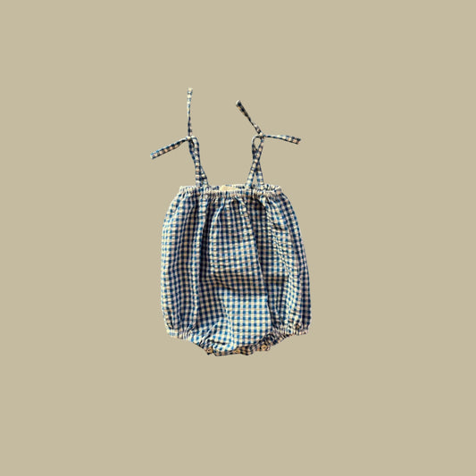 onesie - blue vichy