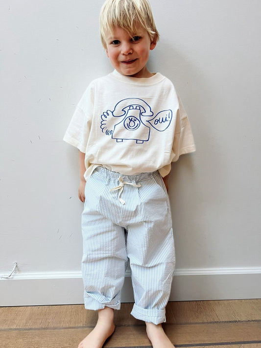 striped baggy pants - sky blue/white