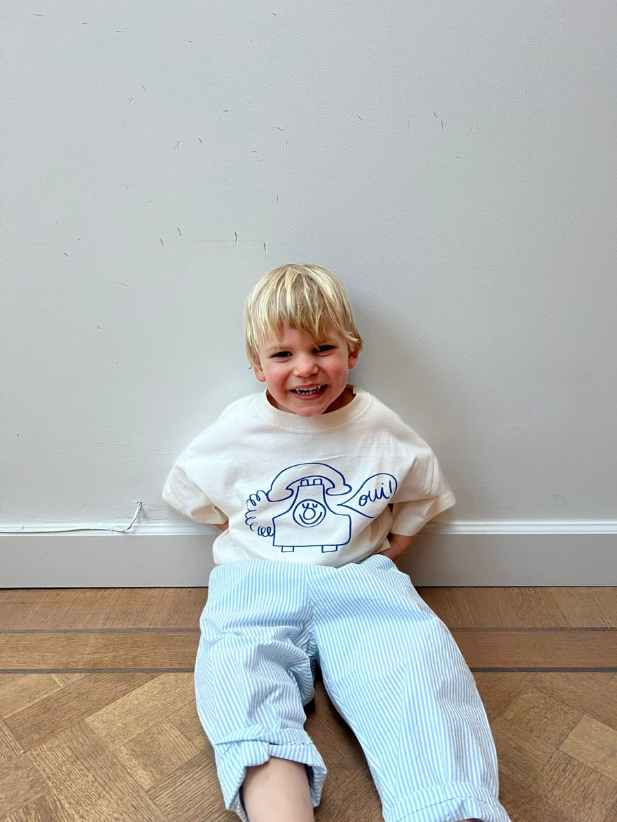 striped baggy pants - sky blue/white