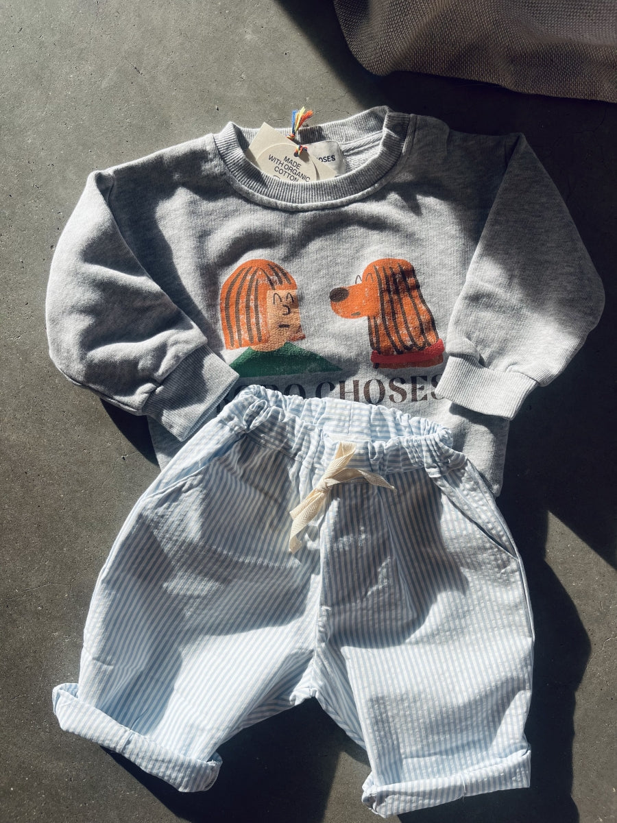 striped baggy pants - sky blue/white