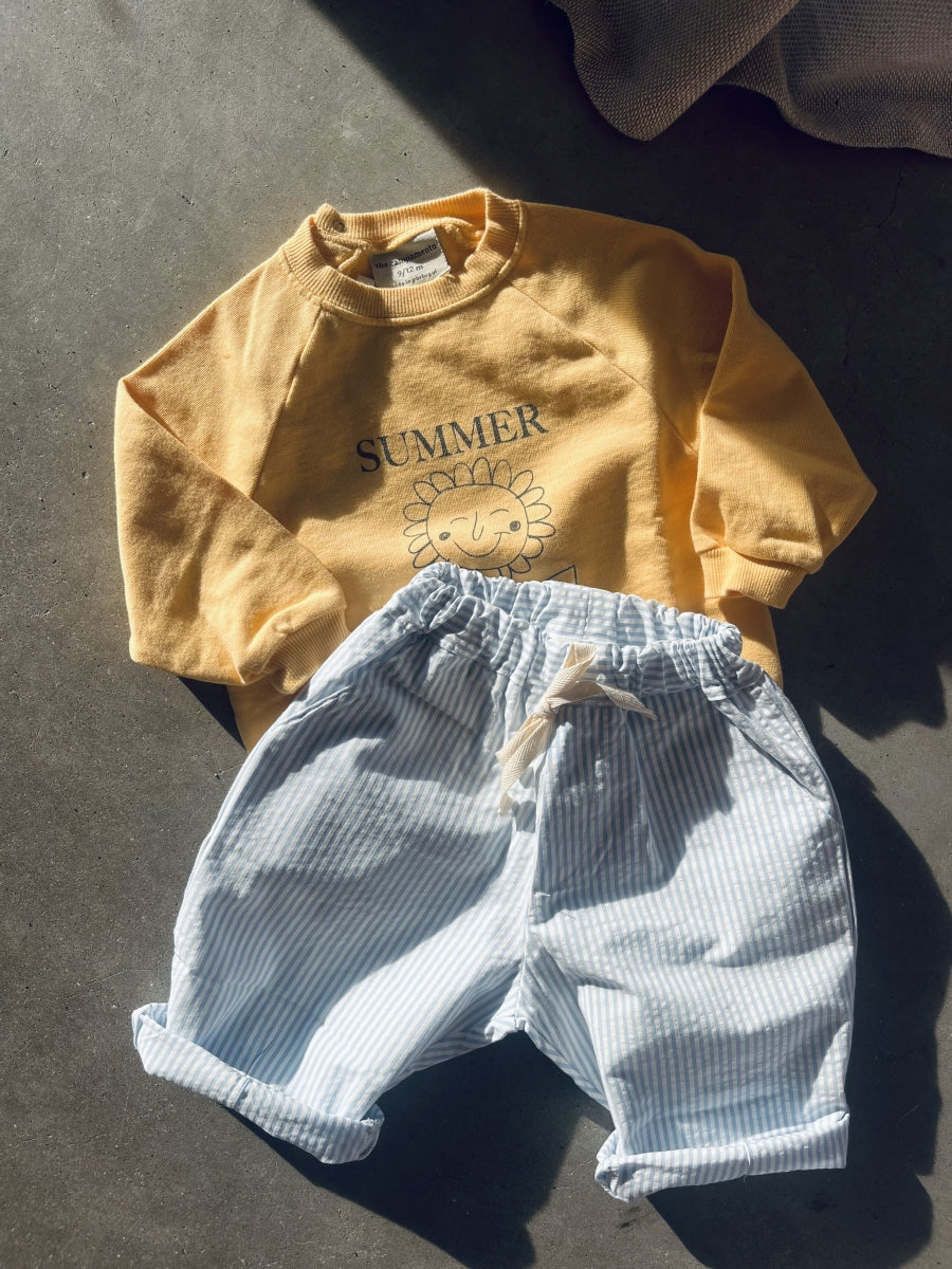 striped baggy pants - sky blue/white