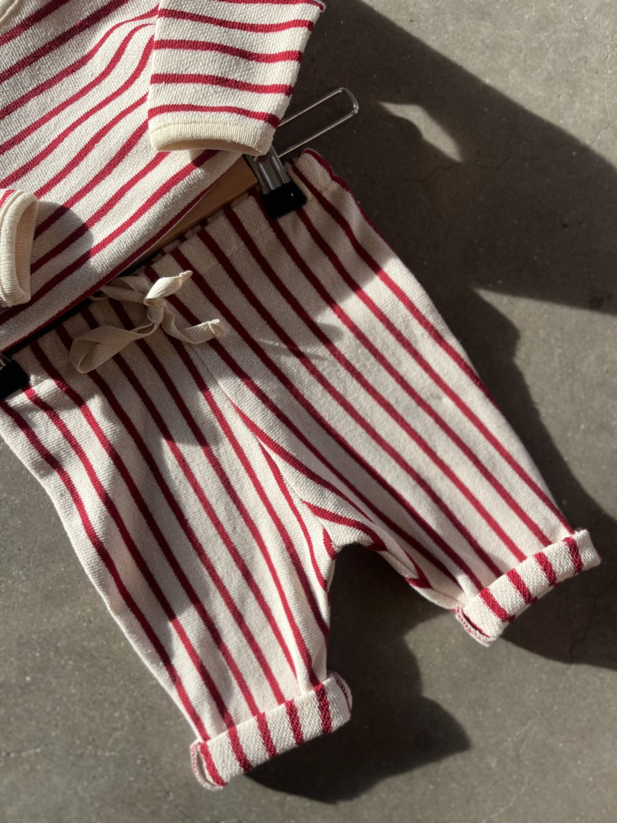 striped pants - cream/red