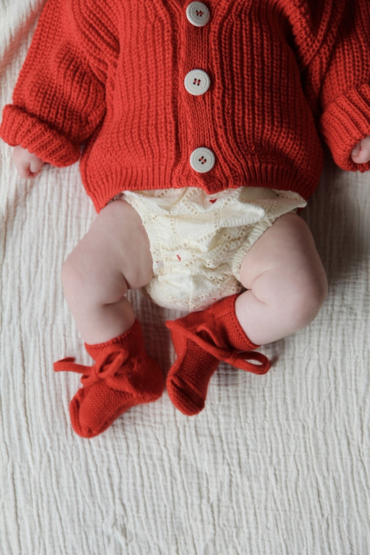 knitted cotton cardigan - red