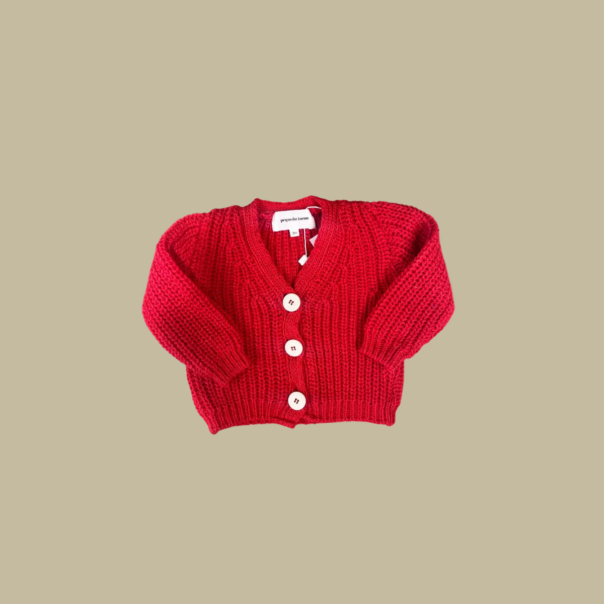 knitted cotton cardigan - red