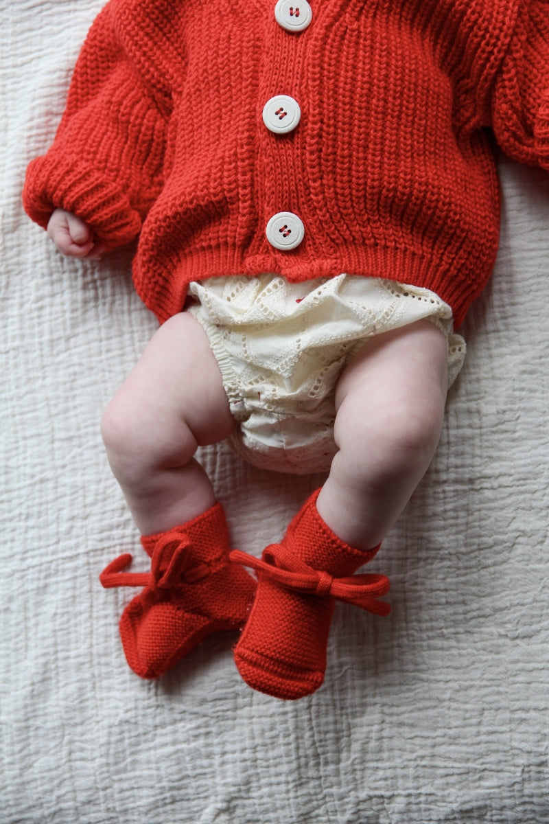 knitted cotton cardigan - red