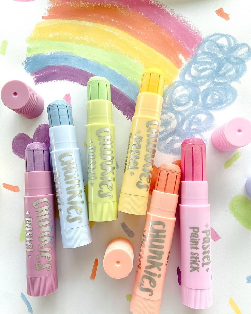 set van 6 chunkies - verfsticks - pastel kleuren