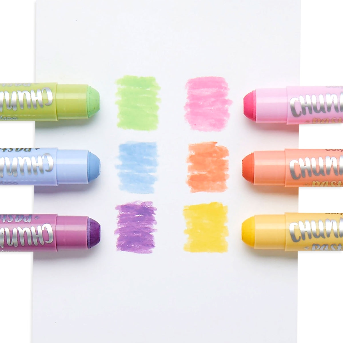 set van 6 chunkies - verfsticks - pastel kleuren
