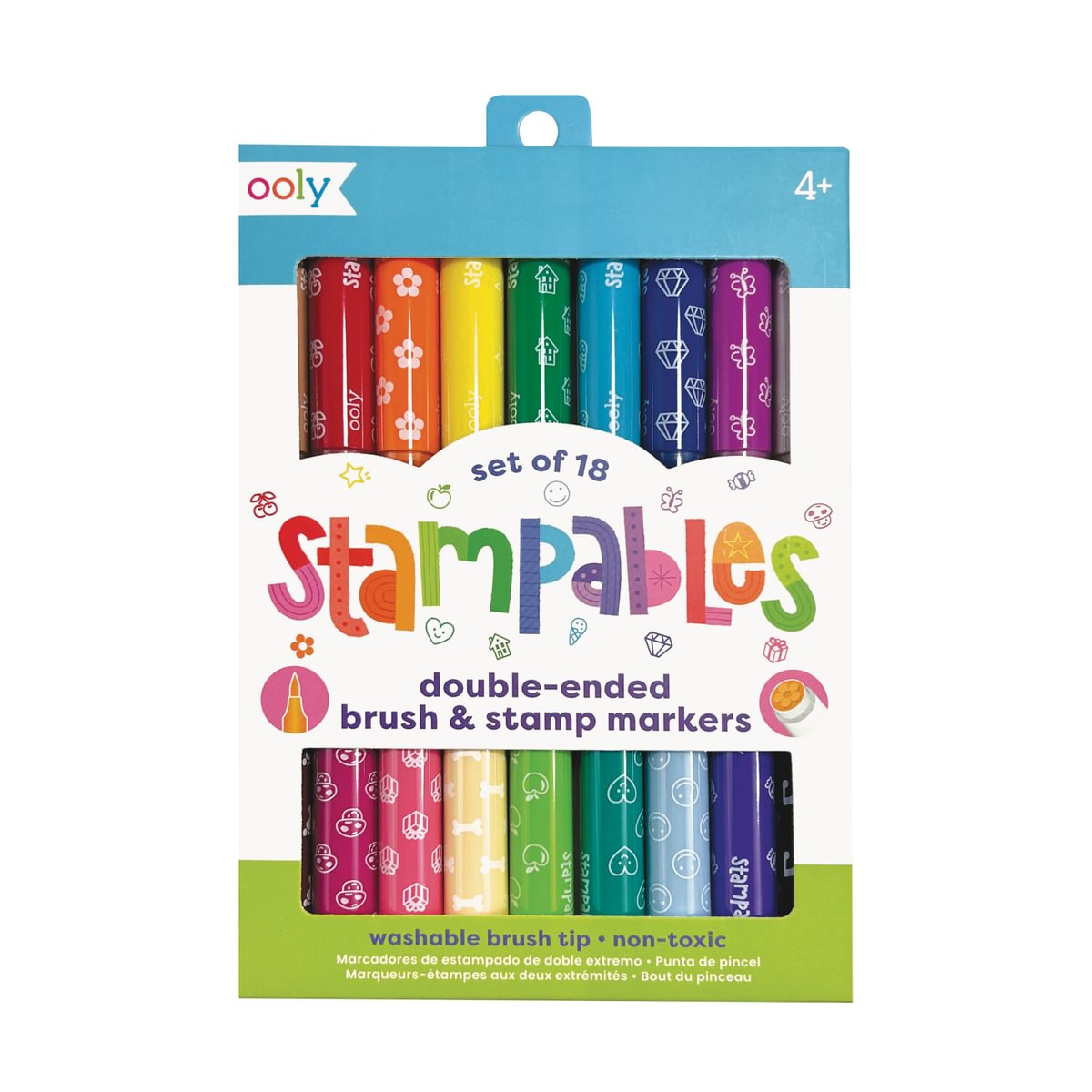 set van 18 stiften met stempel - dubbelzijdig