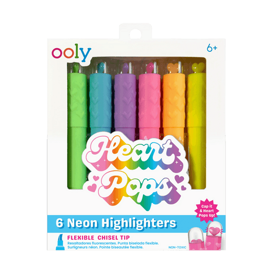 heart pops neon markeerstiften - set van 6