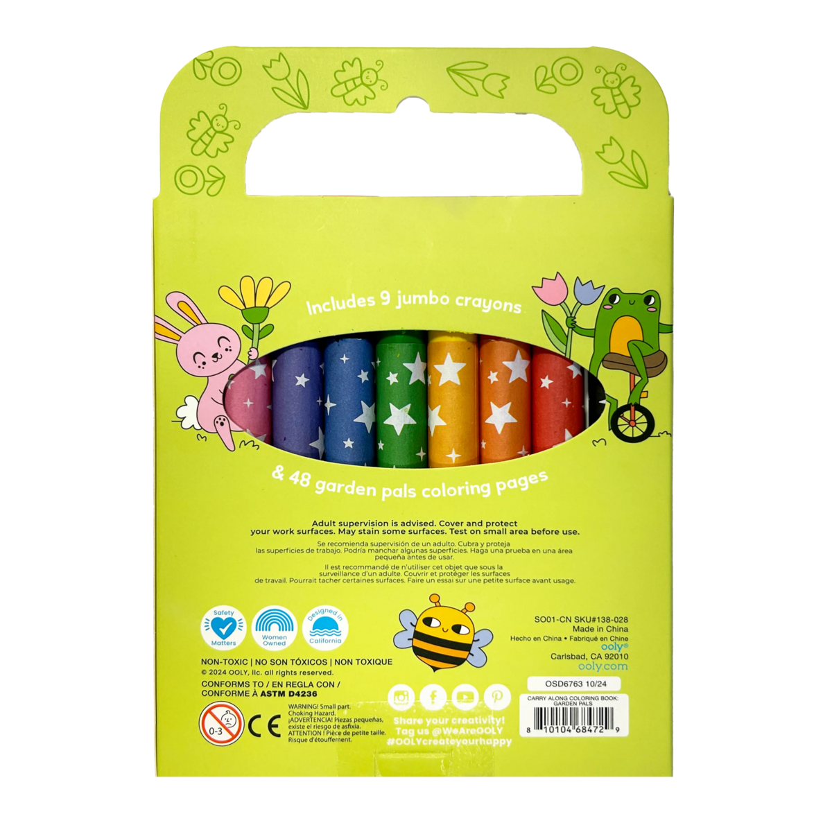 garden pals - set van kleurboek & 9 jumbo wasco's