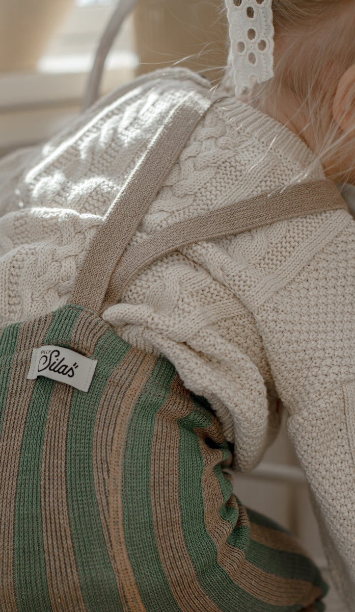 footless cotton tights - matcha peanut striped