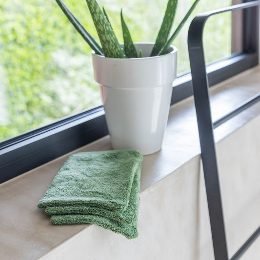 set van 3 washandjes - aloe green