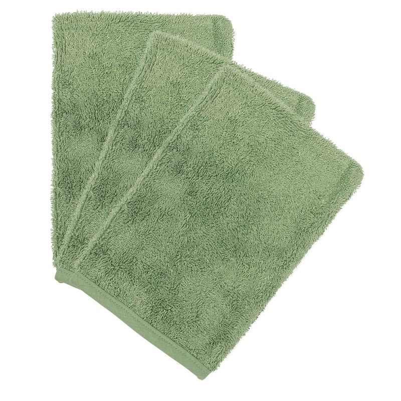 set van 3 washandjes - aloe green