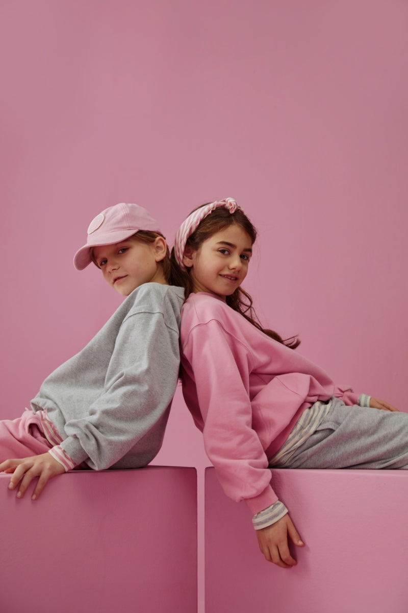 kids dropped shoulder sweater - bubblegum