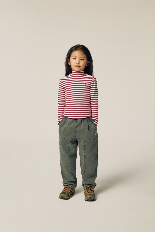 burgundy stripes turtle neck tshirt - kids