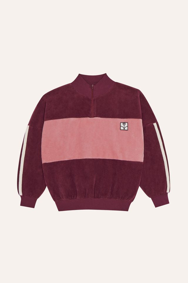 burgundy color block sweatshirt - kids