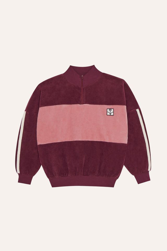 burgundy color block sweatshirt - kids