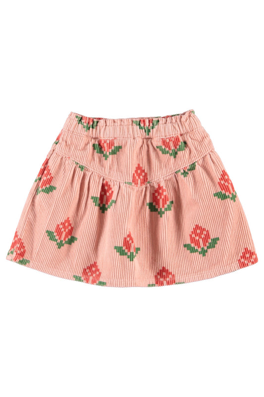 skirt - pink with red flowers