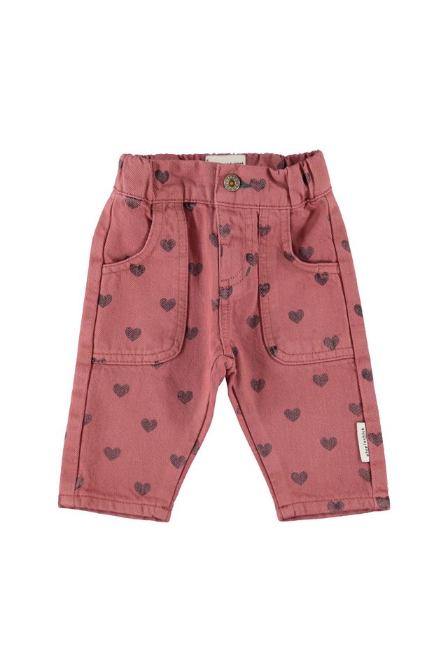 baby jeans trousers - pink with black hearts