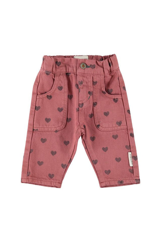 baby jeans trousers - pink with black hearts