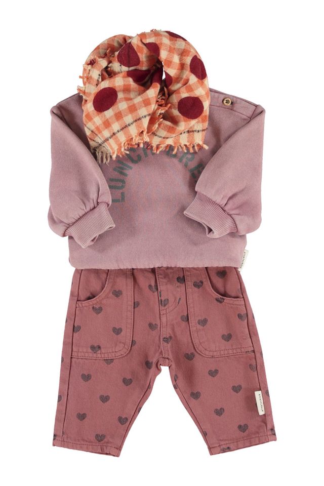 baby jeans trousers - pink with black hearts