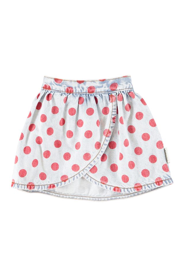 denim skirt - red dots