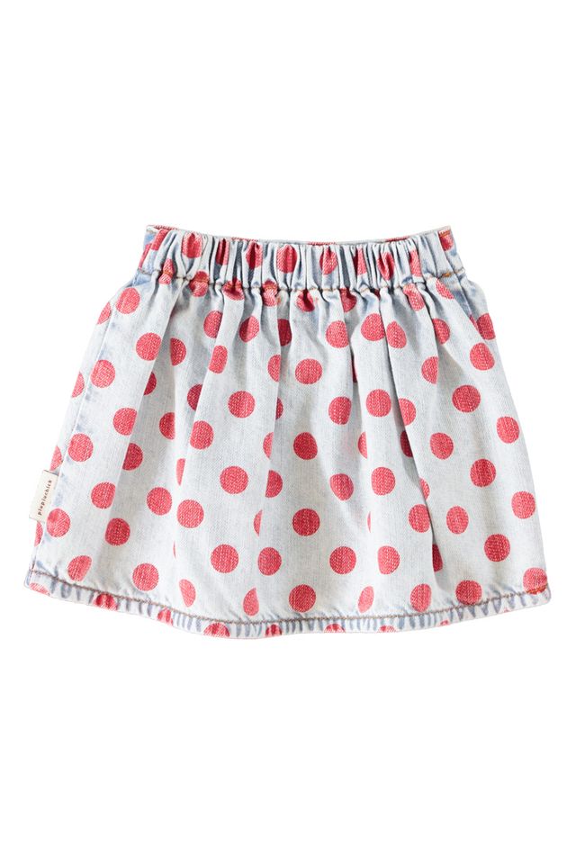 denim skirt - red dots