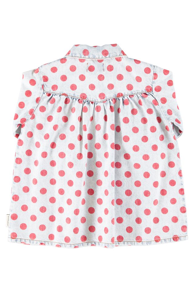 denim short dress - red dots