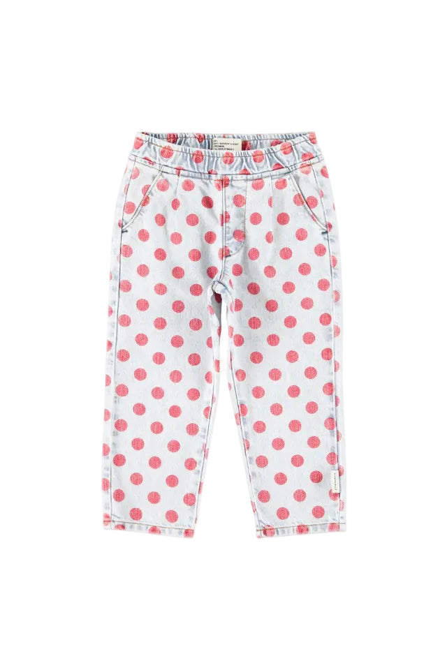 denim trousers - red dots - kids