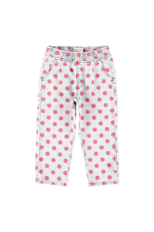 denim trousers - red dots - kids