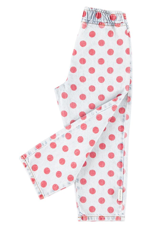 denim trousers - red dots - kids
