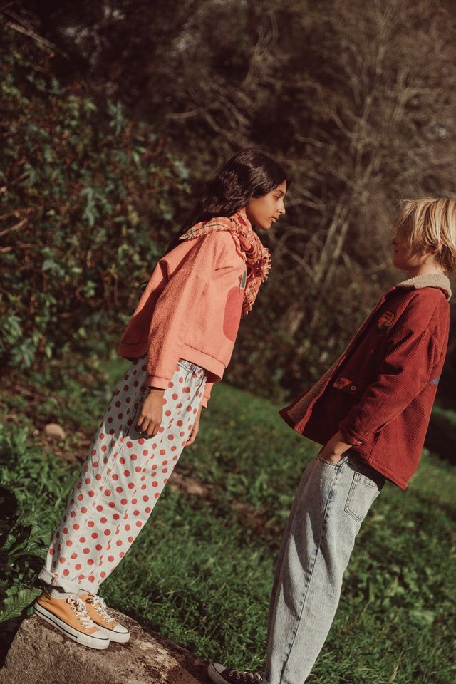denim trousers - red dots - kids