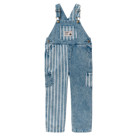 austin stripe denim panel overalls