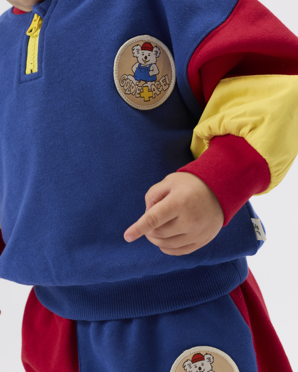 buddy badge zip sweatshirt