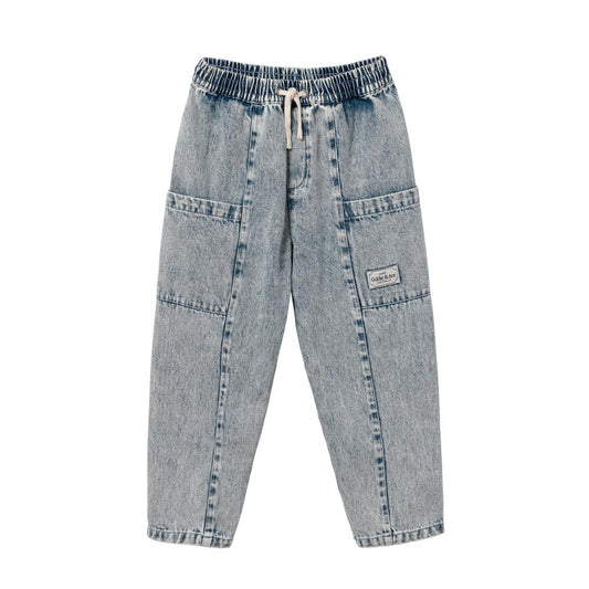 vintage wash denim kit pocket pants
