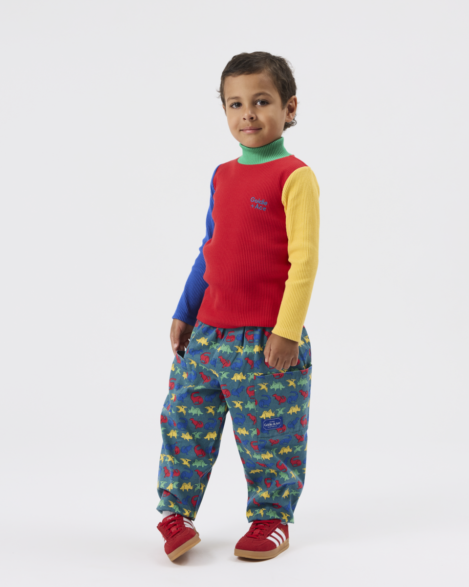 high neck colour block rib skivvy