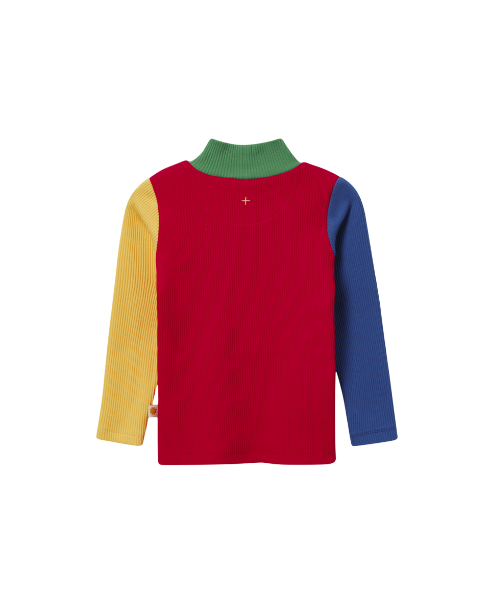 high neck colour block rib skivvy
