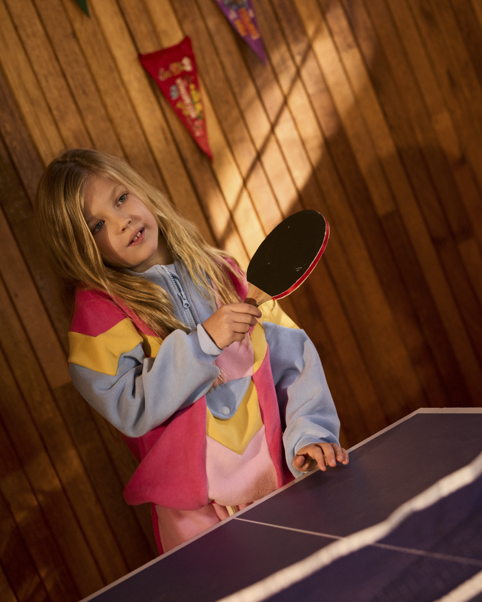 half zip pink colour block polar fleece
