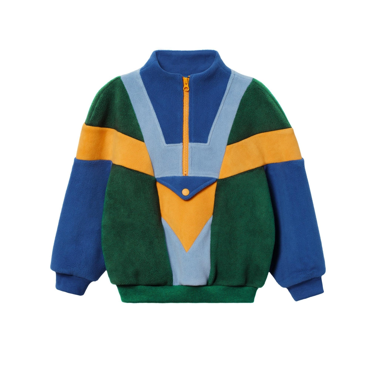 half zip blue colour block polar fleece