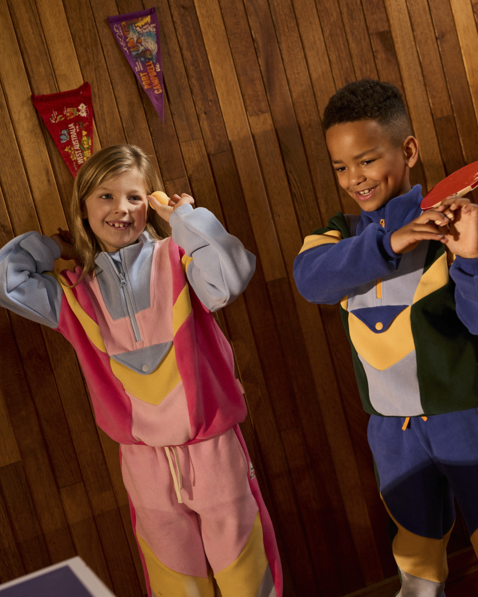 half zip blue colour block polar fleece