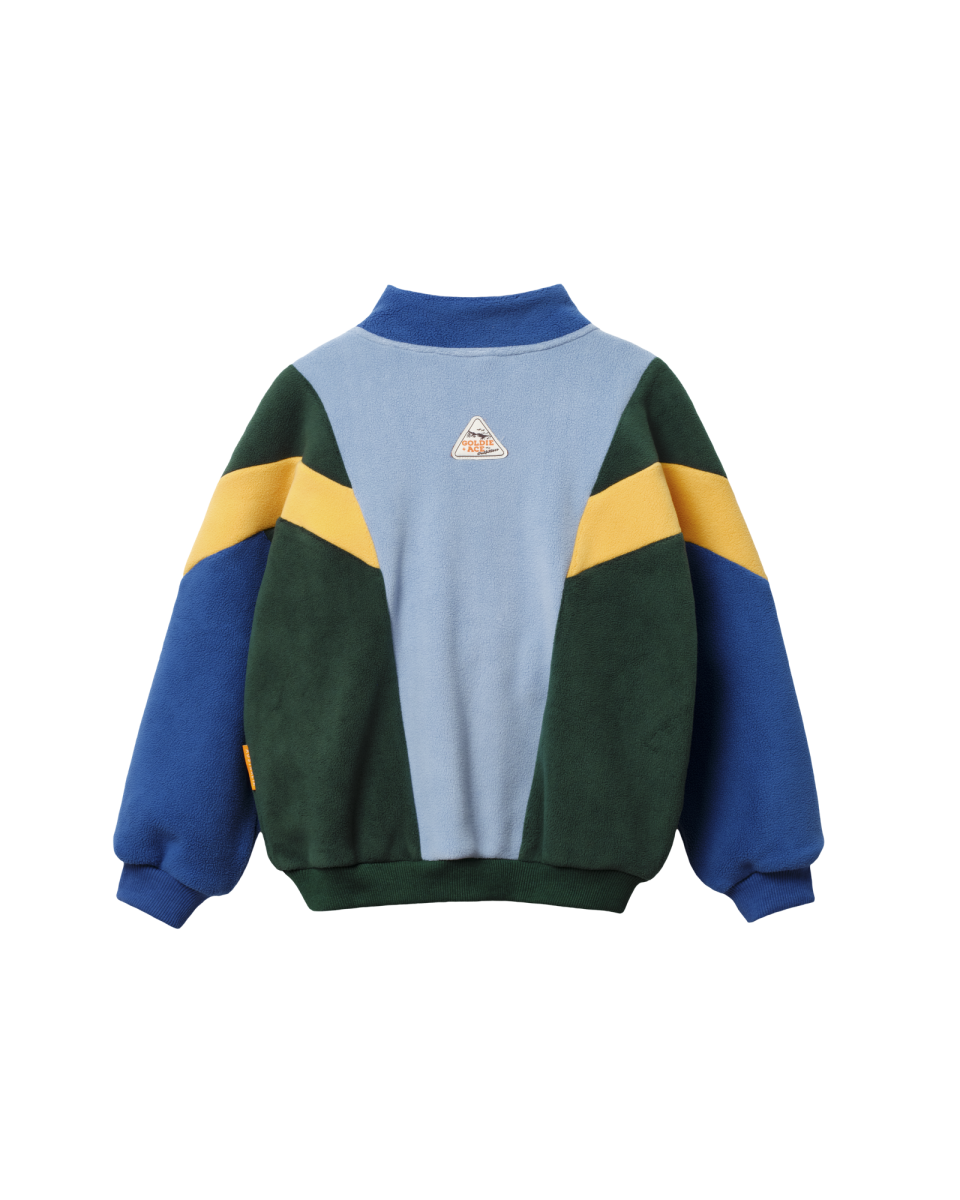 half zip blue colour block polar fleece
