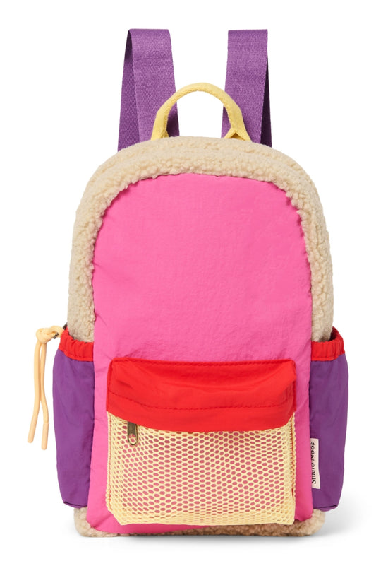 mini rugzak - patchwork - bright pink