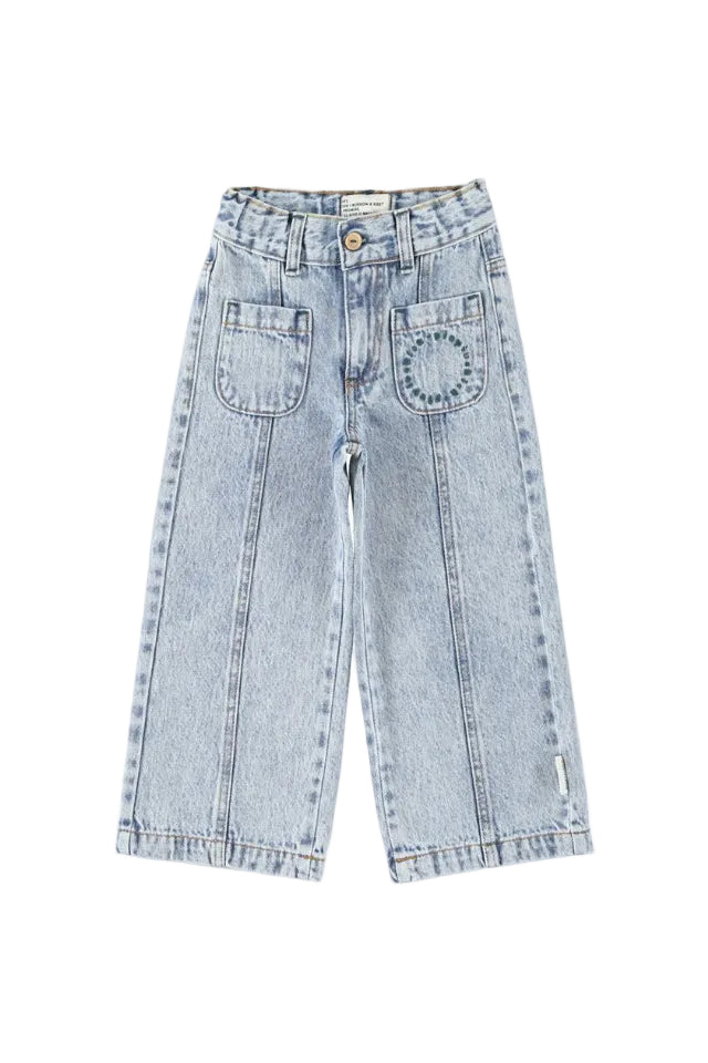 flare jeans trousers - fadded light blue denim
