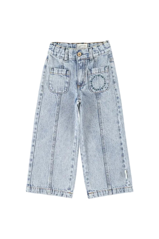 flare jeans trousers - fadded light blue denim