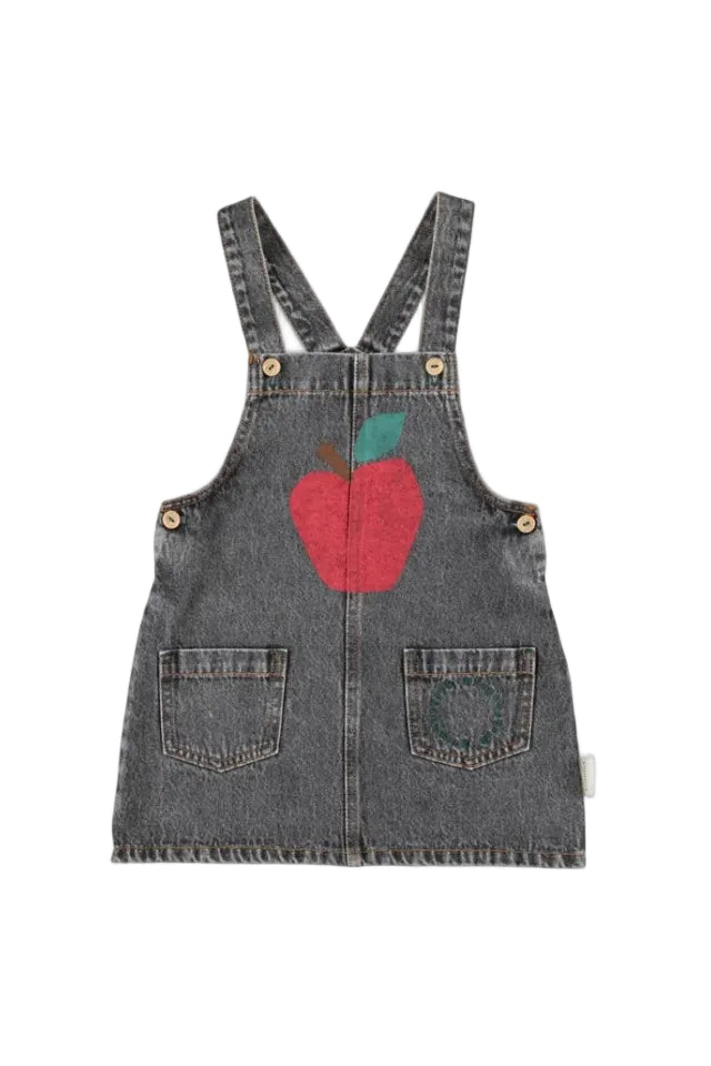 denim dress - apple print